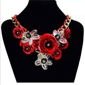 Beautiful red flower charm necklace